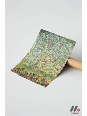 Modiwa Design Gustav Klimt Çiçek Bahçesi, Çerçevesiz Yüksek Kalite Duvar Afişi - Sanatsever Hediyesi