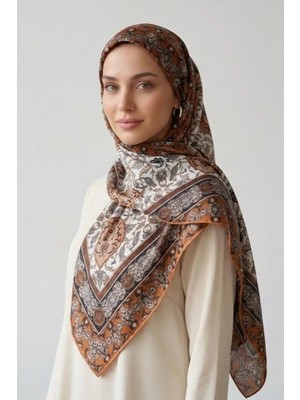 İpekçe Ipekçe Eşarp Ip Rayon 100*100 Desenli - Turuncu