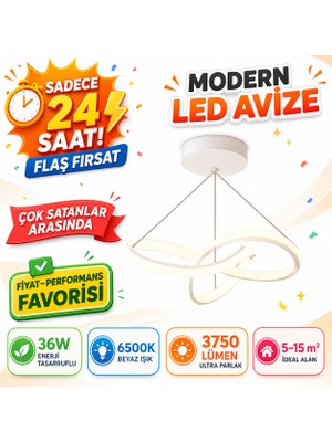 Nehir Hediyelik PRO Beyaz Ultra Power Beyaz Ledli Avize Sarkıt Tekli Avize