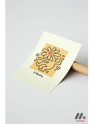 Modiwa Design Papatya Figür Pop Art, Çerçevesiz Yüksek Kalite Duvar Afişi - Renkli Ev Dekorasyonu