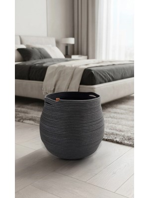 Namteks Jüt Siyah 40X45 cm Kapaksız Çamaşır Sepeti Çok Amaçlı Organizer Çeyizlik Hediyelik