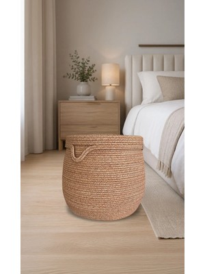 Namteks Jüt Hasır 40X45 cm Kapaklı Çamaşır Sepeti Çok Amaçlı Organizer Çeyizlik Hediyelik