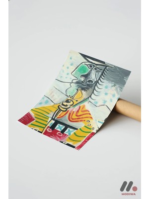 Modiwa Design Picasso Kübist Renkli Portre, Çerçevesiz Yüksek Kalite Duvar Afişi - Sanatsever Hediyesi