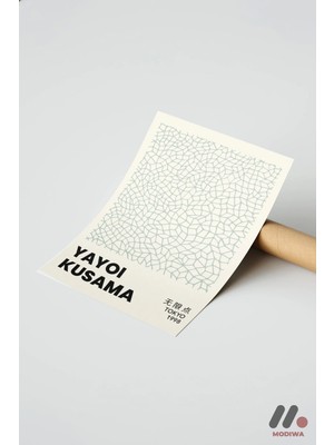 Modiwa Design Yayoi Kusama Beyaz Ağ Deseni, Çerçevesiz Yüksek Kalite Duvar Afişi - Sanatsever Hediyesi