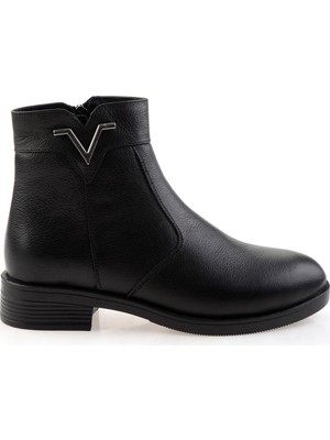 Bambi Siyah Hakiki Deri Kadın Bot & Bootie K02286001303