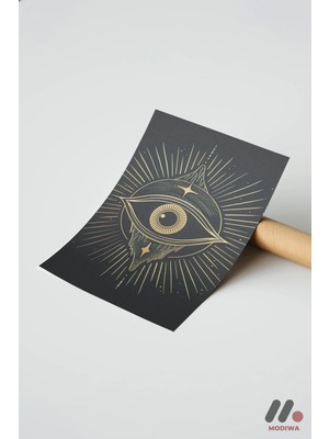 Modiwa Design Altın Göz Mistik Poster, Çerçevesiz Yüksek Kalite Duvar Afişi - Modern Ev Dekorasyonu