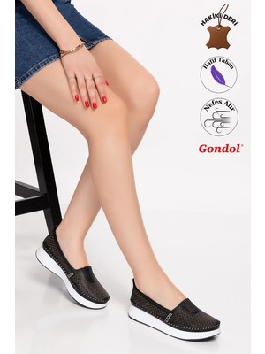 Gondol Hakiki Deri Rahat Yazlık Ayakkabı Kla.14 Siyah
