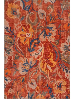 Artloop Florart Renkli Modern Soyut Çiçek Desenli Dokuma Tabanlı Şönil Halı Al 570
