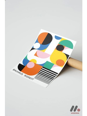 Modiwa Design Bauhaus Moment Geometrik Poster, Çerçevesiz Yüksek Kalite Duvar Afişi - Modern Ev Dekorasyonu