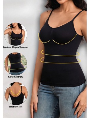 Mistirik Fastelo Örme Model Ayarlanabilir Askılı Yumuşak ve Esnek Body Siyah Renk