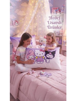 Taç Lisanslı Hello Kitty And Friends Kuromi, My Melody Yastık Kılıfı 50X70 cm (Tekli)