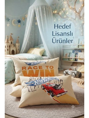 Taç Lisanslı Hotwheels Araba Baskılı Yastık Kılıfı 50X70 cm (Tekli)