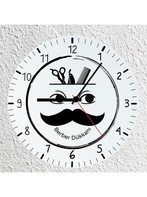 Çılgıntrend Kişiye Özel Isimli Berber Cam Duvar Saati 30 cm - Vintage Kuaför Salonu Dekoratif Saat