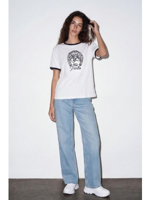 Quzu 26YTSH02292 Kadın Quzu Trok Detaylı T-Shirt