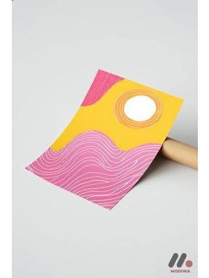 Modiwa Design Sarı Pembe Organik Soyut, Çerçevesiz Yüksek Kalite Duvar Afişi - Modern Ev Dekorasyonu
