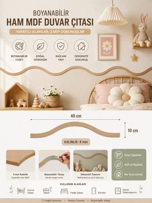 Meta Design Boyanabilir Dekoratif Geniş Dalga Model Duvar Çıtası 48cm