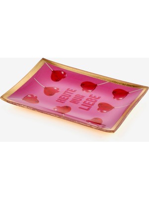 Gift Company Pembe Cam Liebe Dekoratif Tabak 10X0,8X14,2 cm