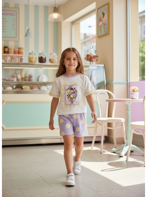 Melomel Icecream Kız Çocuk T-Shirt Şort Takım