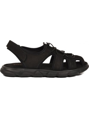 Voyager Erkek Outdoor Kapalı Burun Sandalet Lastik Bağcıklı Taban Siyah Ayakkabı 4870 M