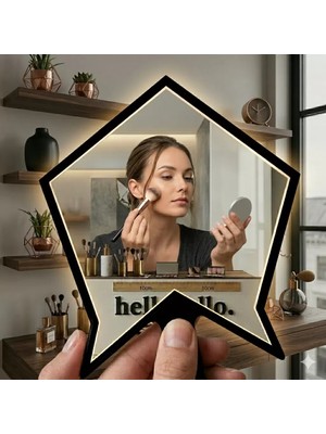 Bezos Kırılmaz Pleksi El Aynası 10X10CM - Çanta Boyu Geometrik Tasarım - Kadın & Erkek Bakım Aynası