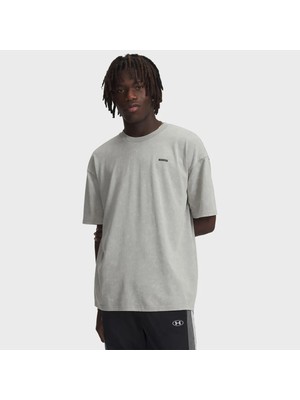 Under Armour Heavyweight Oversized Logo Wash Erkek Gri Tişört