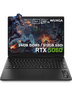 Hp Hyperx Omen 15-GB0003NT Amd Ryzen 5-240 Geforce Rtx 5060 8gb Gddr7 24GB Ddr5 512GB SSD 15.3 Inç Wuxga 165Hz 6.5ms IPS W11 Home Gaming Laptop (D2QV8EA)