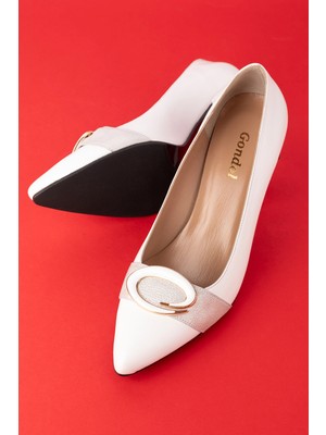 Gondol Kadın Hakiki Deri Stiletto Ayakkabı AST.6201 Beyaz