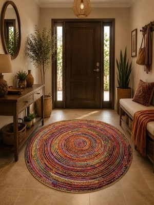 Blg Home Circle Bambu Koleksiyonu Yuvarlak Dijital Baskı Halı 8723