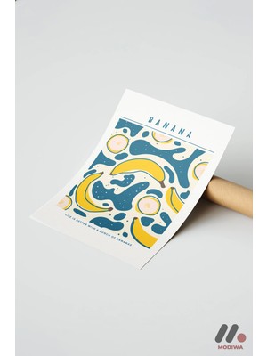 Modiwa Design Banana Retro Desen, Çerçevesiz Yüksek Kalite Duvar Afişi - Mutfak Dekorasyonu