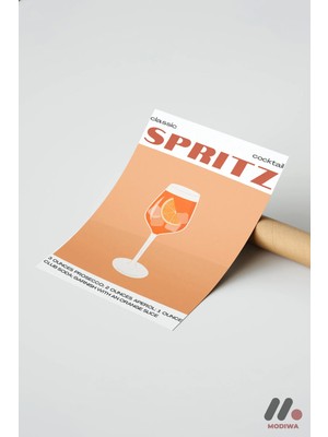 Modiwa Design Spritz Kokteyl Posteri, Çerçevesiz Yüksek Kalite Duvar Afişi - Mutfak Dekorasyonu