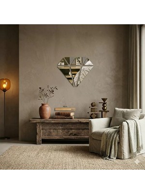 Bezos 40X40 cm Elmas Formlu Kırılmaz Pleksi Ayna - Geometrik Duvar Dekoru