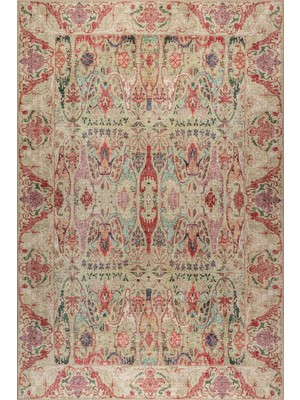 Artloop Soul Renkli Vintage Klasik Desenli Dokuma Tabanlı Şönil Halı Al 559