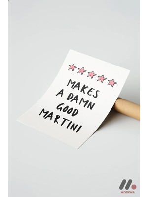 Modiwa Design Martini Tipografi Posteri, Çerçevesiz Yüksek Kalite Duvar Afişi - Mutfak Dekorasyonu
