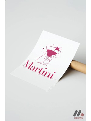 Modiwa Design Martini Zarif Poster, Çerçevesiz Yüksek Kalite Duvar Afişi - Mutfak Dekorasyonu