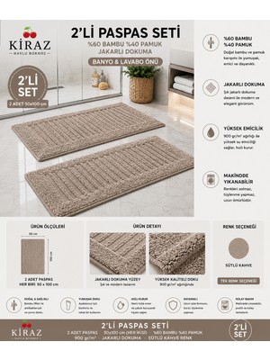 Kiraz Havlu Bornoz Bambu Jakarlı 50x100 Banyo ve Lavabo Paspası