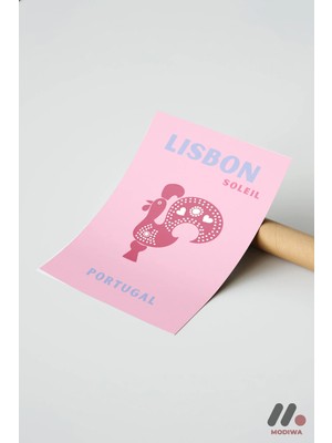 Modiwa Design Lizbon Portekiz Posteri, Çerçevesiz Yüksek Kalite Duvar Afişi - Seyahat Severlere Hediye