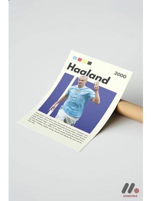 Modiwa Design Haaland Futbol Posteri, Çerçevesiz Yüksek Kalite Duvar Afişi - Spor Severlere Hediye