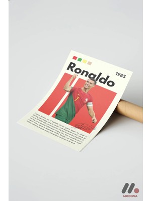 Modiwa Design Ronaldo Futbol Posteri, Çerçevesiz Yüksek Kalite Duvar Afişi - Spor Severlere Hediye