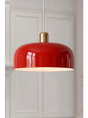 Marrien Marella Modern Gold Detaylı Turuncu Metal Sarkıt (30 cm)  Yemek Masası Üstü Avize  Mutfak & Salon Aydınlatması