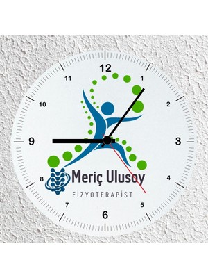 Hediye Vakti Kişiye Özel Isimli Fizyoterapist Cam Duvar Saati 30X30 cm - Fizik Tedavi ve Rehabilitasyon Meslek Hediyesi