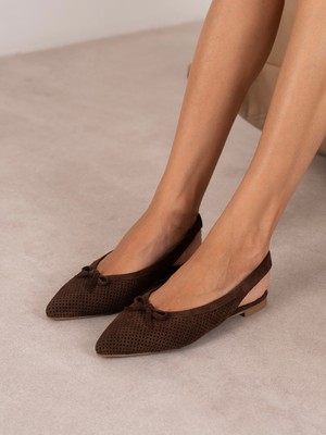 Ece'nin Butiği Nulis Kahve Süet Hakiki Deri Kadın Babet