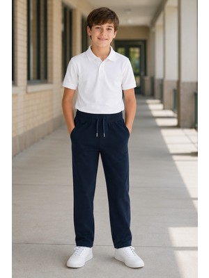 Beniizle Unisex Düz Paça Ribana Bel Çocuk Pantolonu