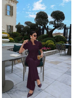 Esra Helvacı Eh Collection Dik Yaka Inci Düğmeli Takım