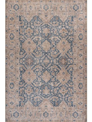 Artloop Relic Mavi Krem Vintage Klasik  Desenli Dokuma Tabanlı Şönil Halı Al 590