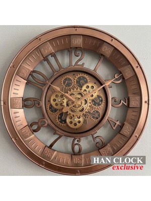 Han Clock - Hareketli Çarklı Duvar Saati 60CM - (Plastik)