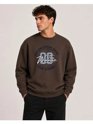 herkesemoda The Winner Baskı Detaylı Bisiklet Yaka Şardonlu 2 Iplik Sweatshirt