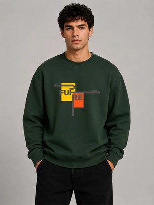 herkesemoda Future Baskılı Bisiklet Yaka Şardonlu 2 Iplik Sweatshirt