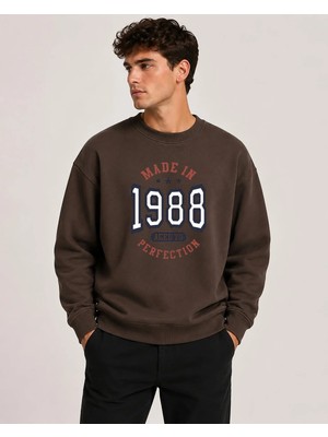 herkesemoda 1988 Baskı Detaylı Bisiklet Yaka Şardonlu 2 Iplik Sweatshirt