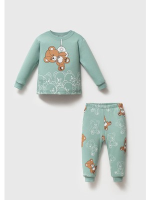 Bamoola Ayıcık Baskılı  %100 Pamuk 2’li Bebek&çocuk Pijama Takımı