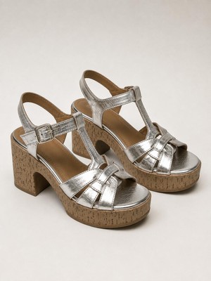 Butik Noble Shoes Hakiki Deri Platform Topuk Kadın Sandalet